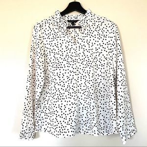Banana Republic Cream & Black Polka Dot Long Sleeve Women's Blouse Size XS EUC